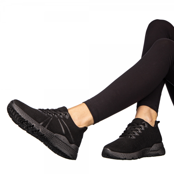 Дамски спортни обувки  черни от текстилен материал  Bicoz, 5 - Kalapod.bg
